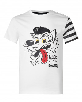 

Белая футболка с принтом, Белый, 11905BMC1206