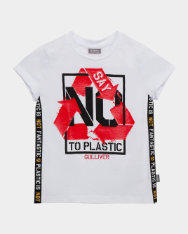 

Футболка Say No To Plastic для девочки Gulliver, Белый, 120FGMC1202